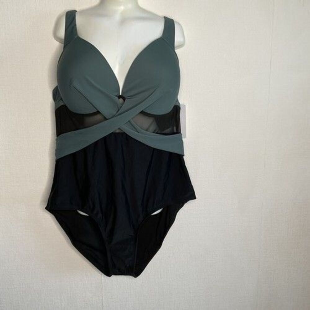 NWT Meet Curve Sexy Cut Out Mesh Underwire One Piece Swimsuit Women Size 4XL